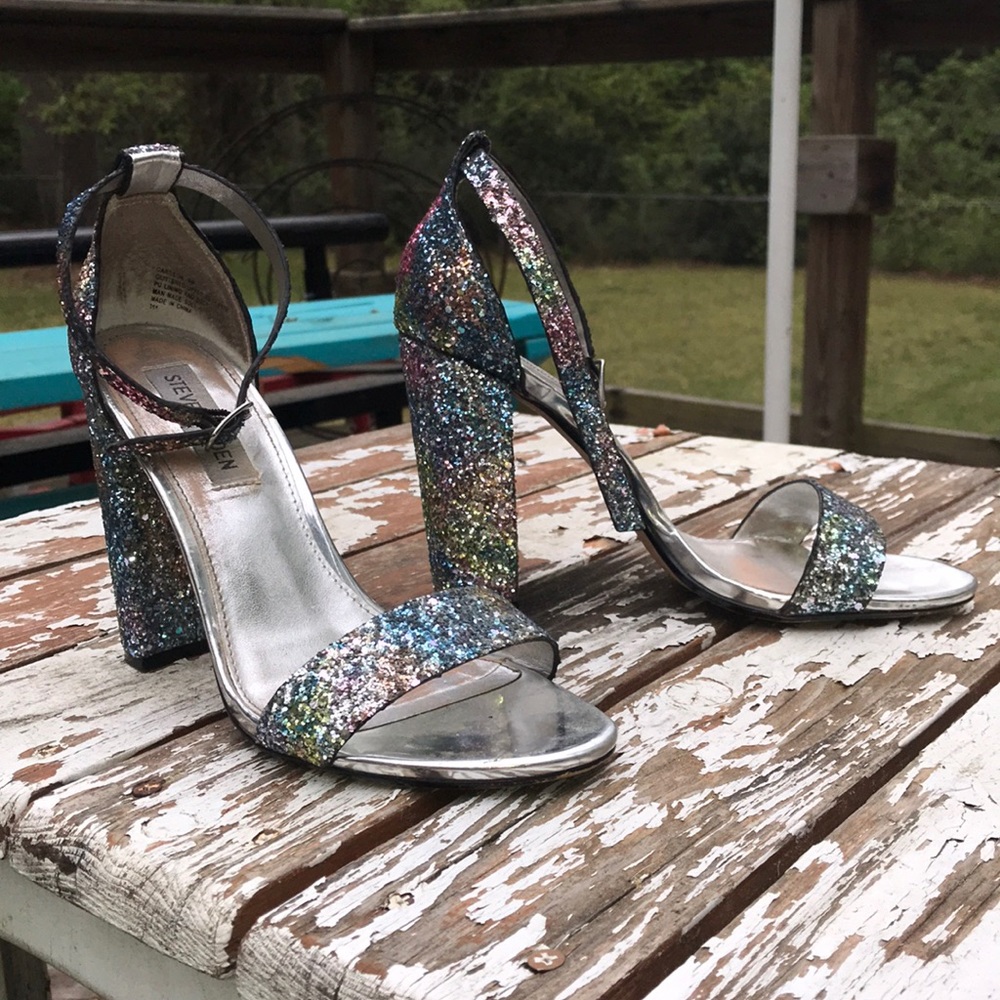 Steve Madden chunky glitter heels